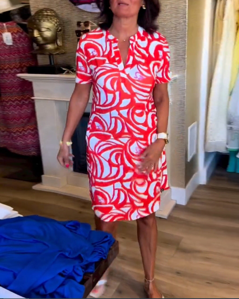 Robe imprimée décontractée à manches courtes