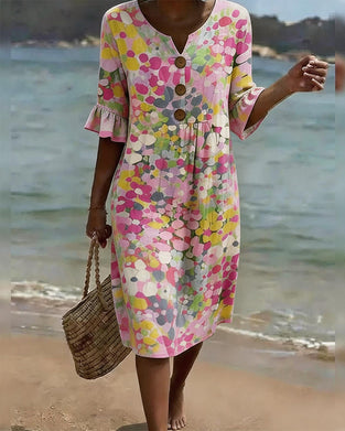 Robe Imprimé Pois Coloré Décontractée