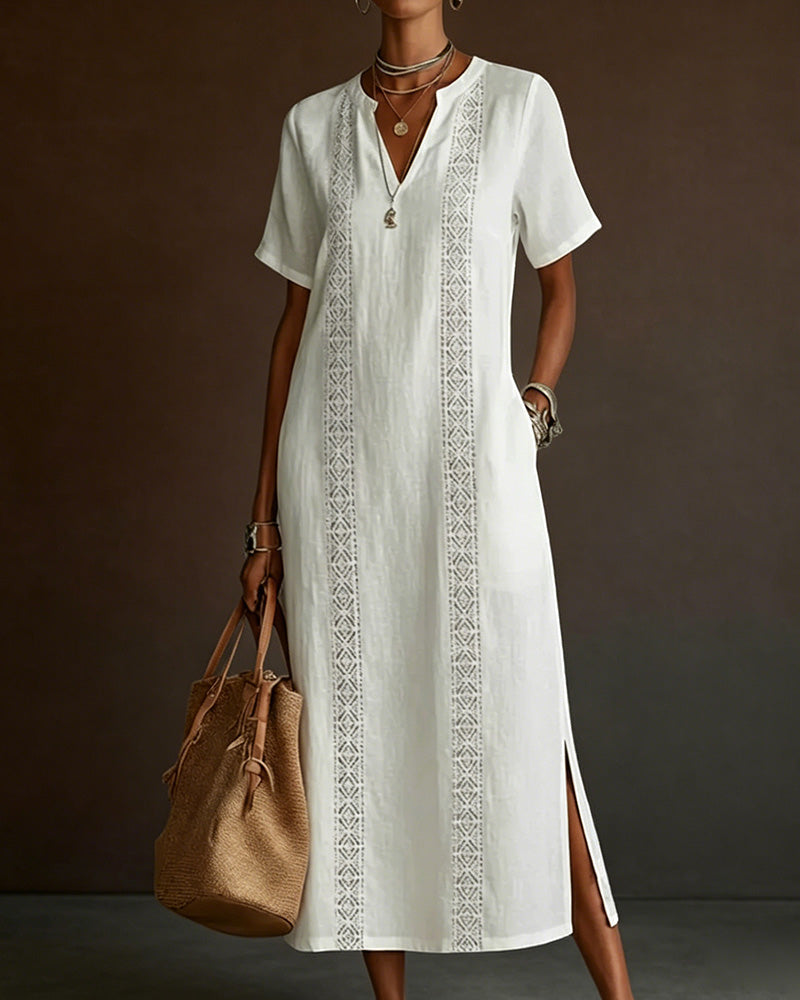 Robe Décontractée Uni À Fente