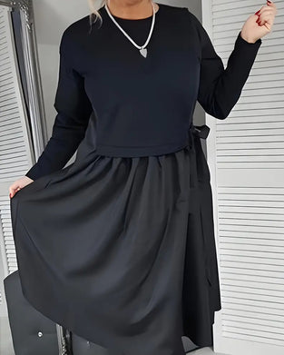 Robe Tricot Patchwork Nœud Latéral