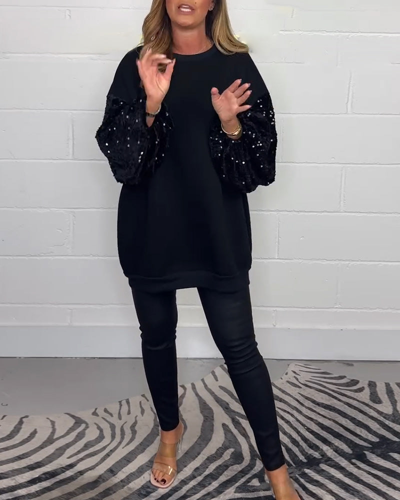 Sweat-shirt décontracté à manches longues et col rond