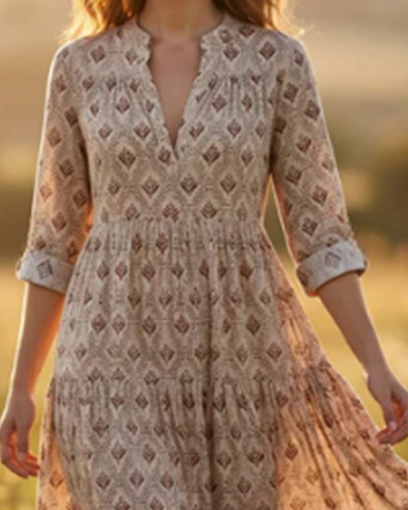 Robe Vintage Col En V Fleurie
