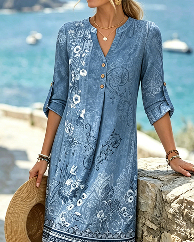 Robes Floral Manche Trois Quarts Droite