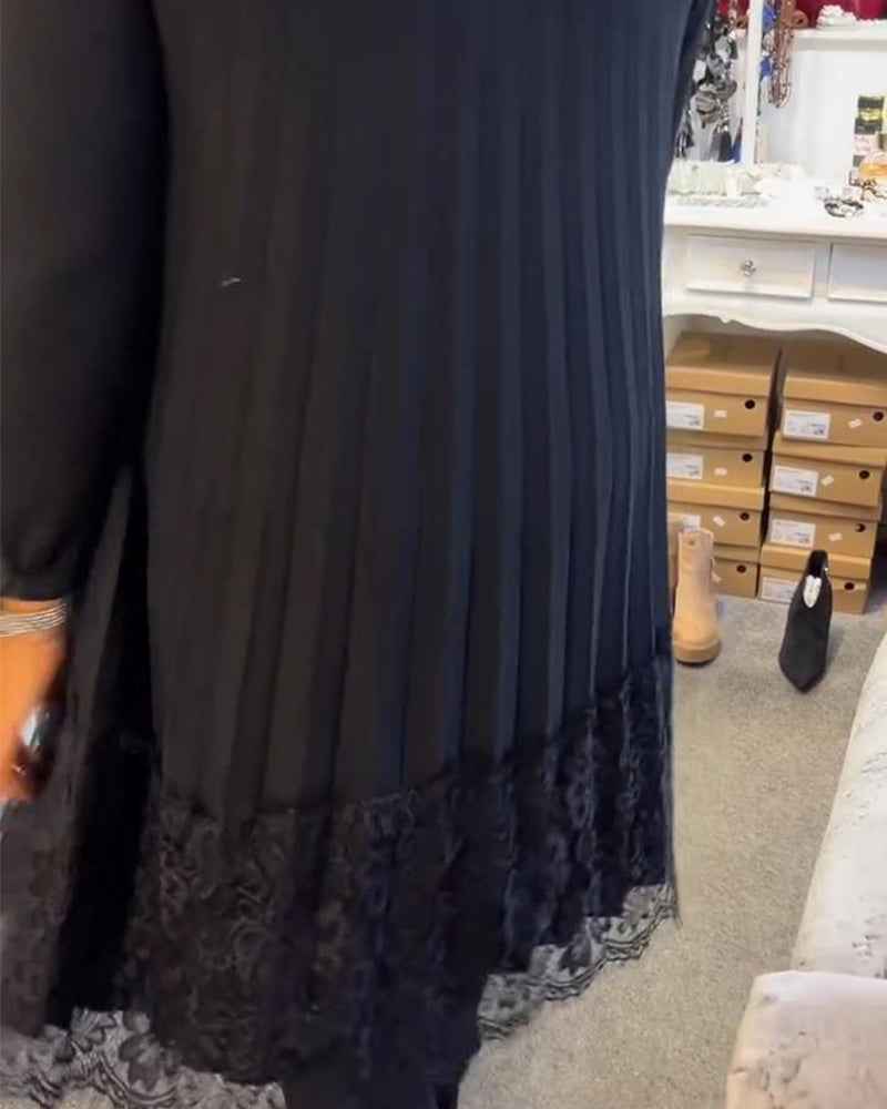 Robe Ample À Col Rond Et Plissés