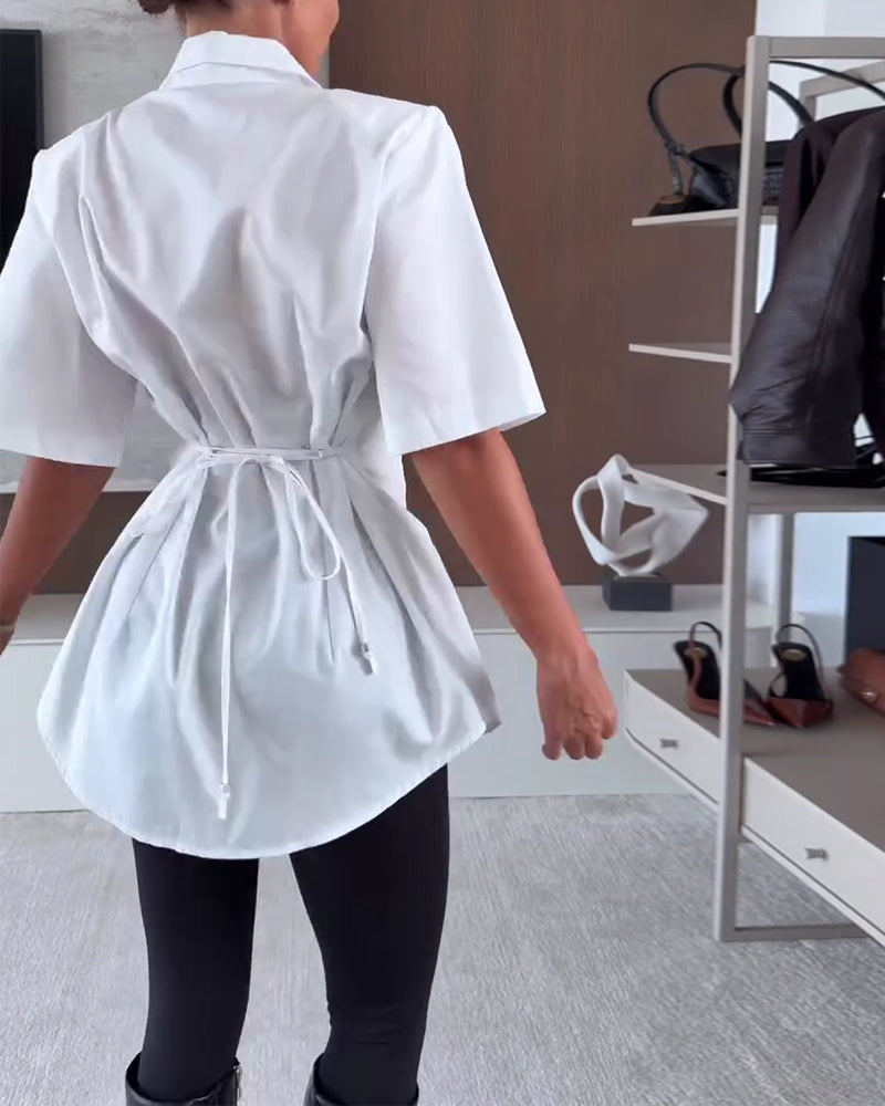 Chemise Ajustée Manche Coude Revers Longue