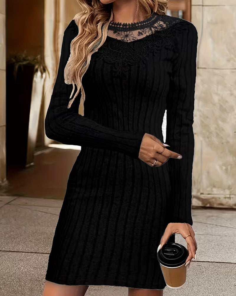 Robe Col Rond Manche Longue Mode