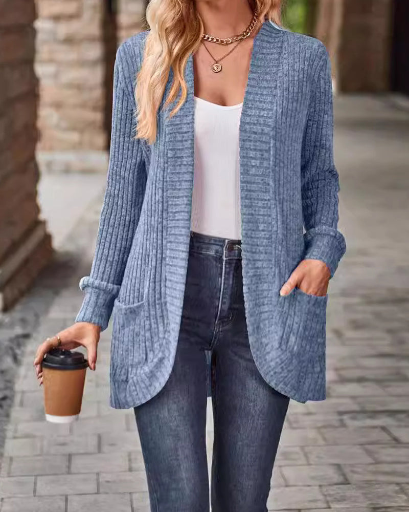 Manteau Brossé Décontracté Manche-Longue