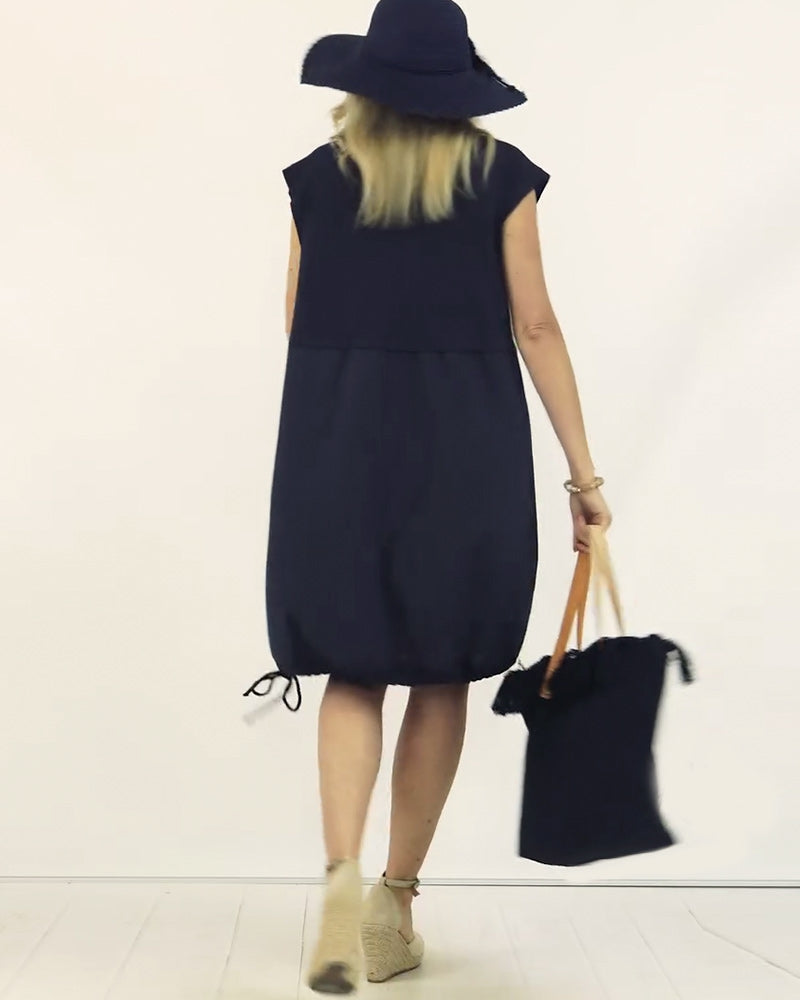 Robe Col Rond Sans Manches Imprimée