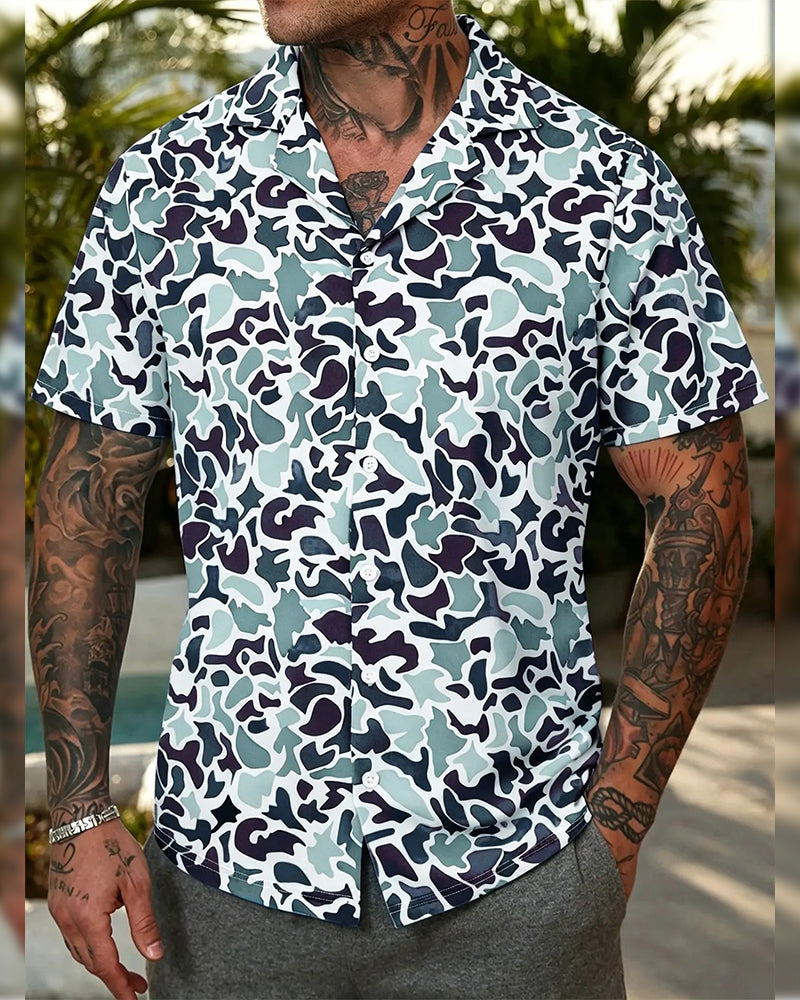 Chemise Homme Décontractée À Motif Camouflage