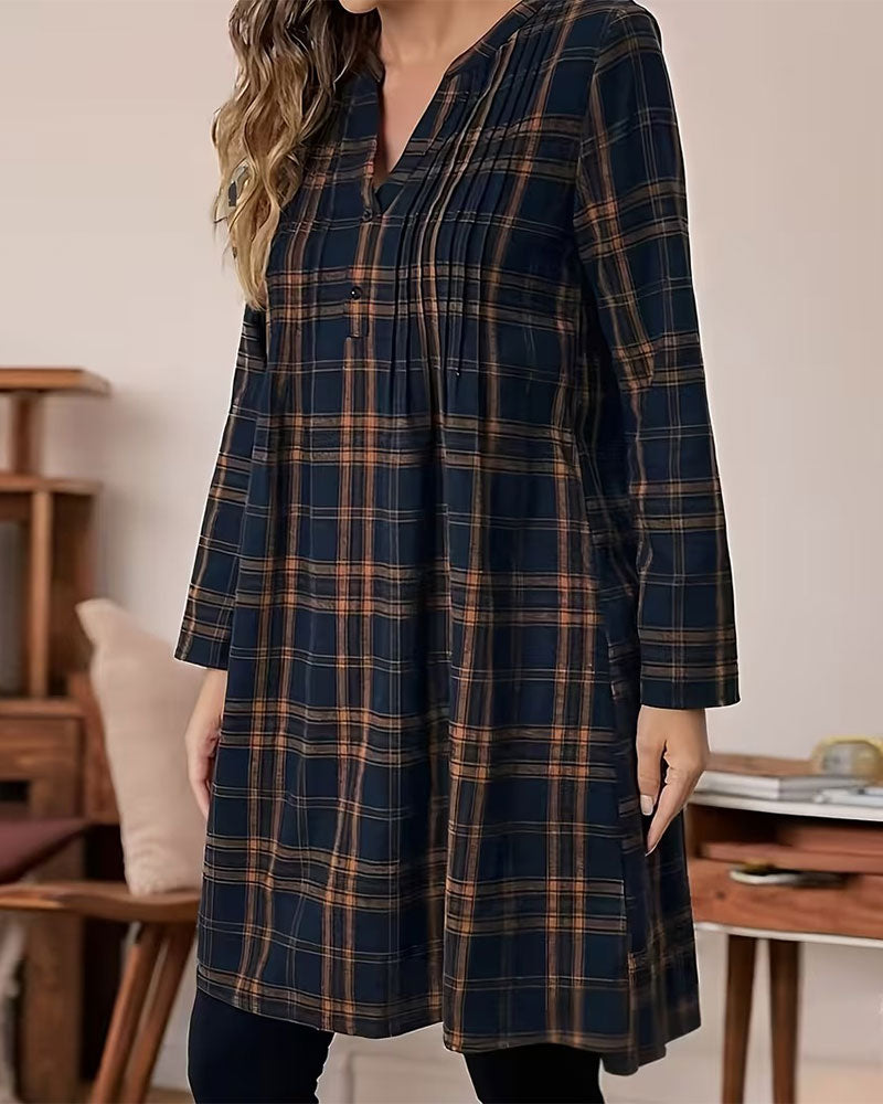 Robe À Carreaux Manches Longues Ligne A