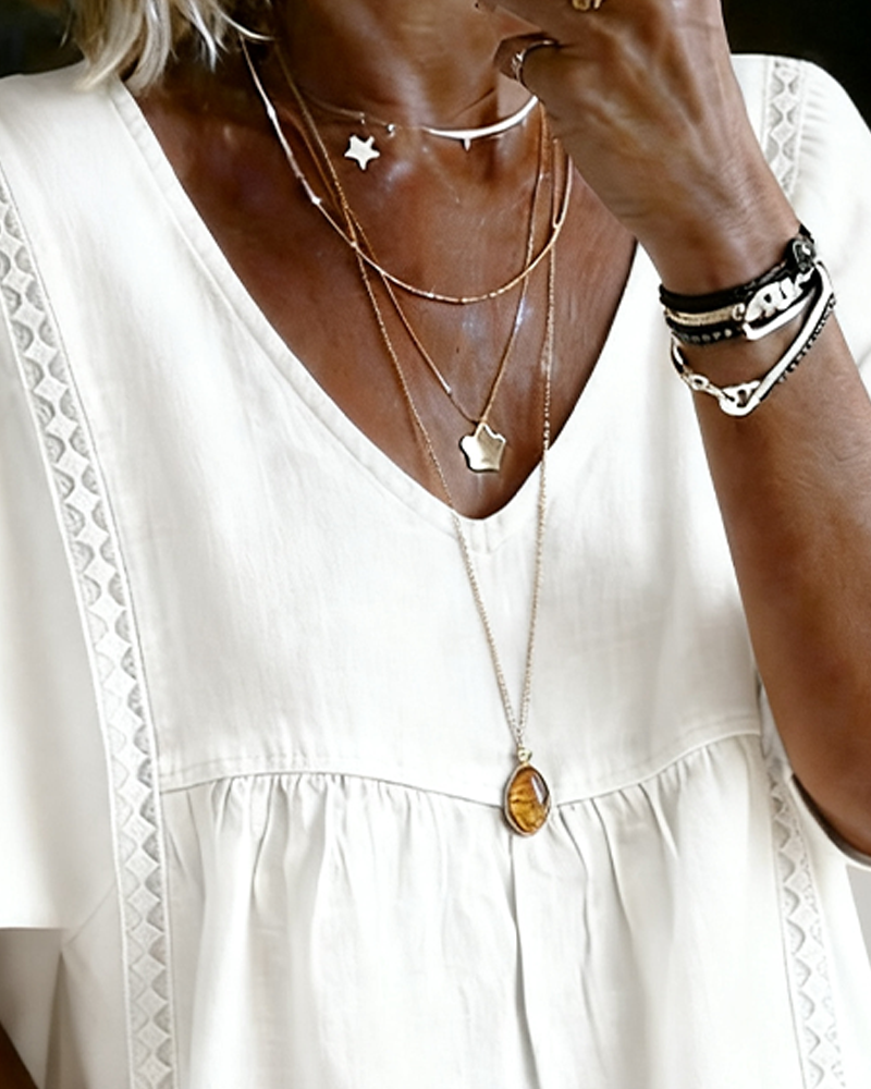 Blouse Lâche Col En V Style Cape
