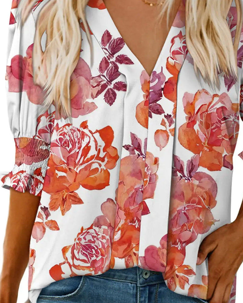 Chemisier Élégant Petit Imprimé Floral