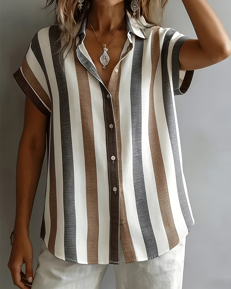 Chemise Rayure Verticale Manche Courte