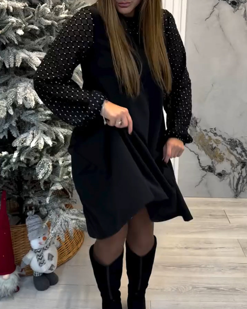 Robe Scintillante Patchwork Col Rond