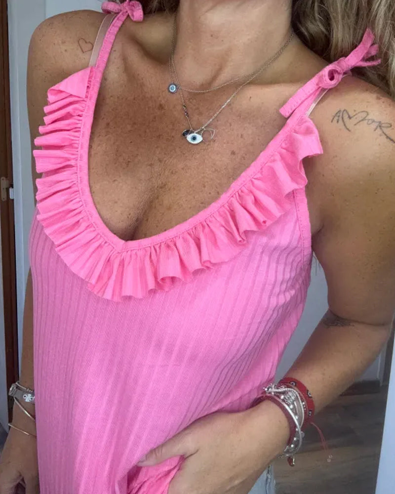 Cami Top Volant Côtelé