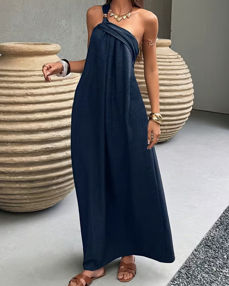 Robe Une Épaule Drapée Resort