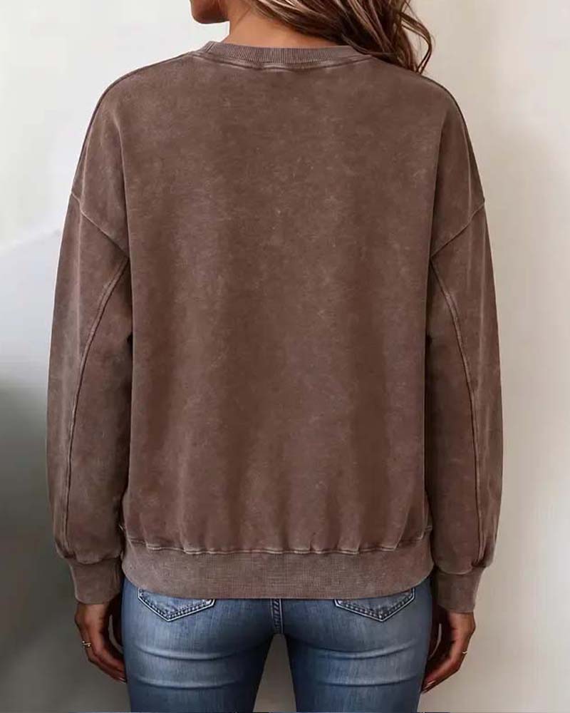 Sweat Col Rond Épaule Tombante Manche Longue Ample