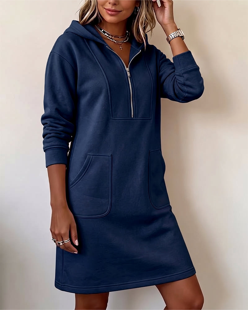 Robe Capuche Fermeture Éclair Poche