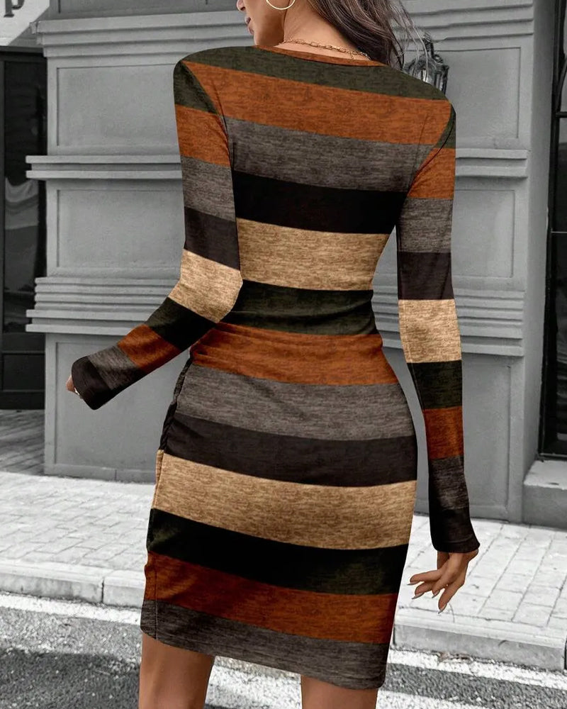 Robe Vintage Rayure Manche Longue