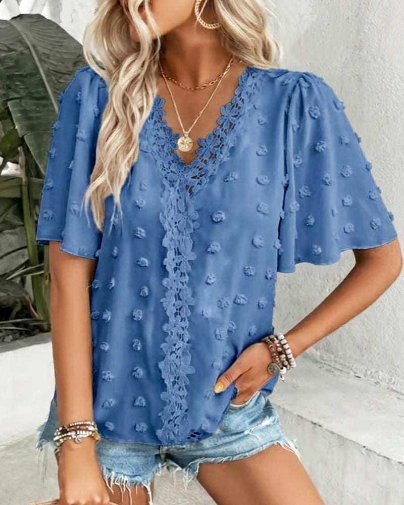 Blouse Jacquard Assemblée Manche Volant