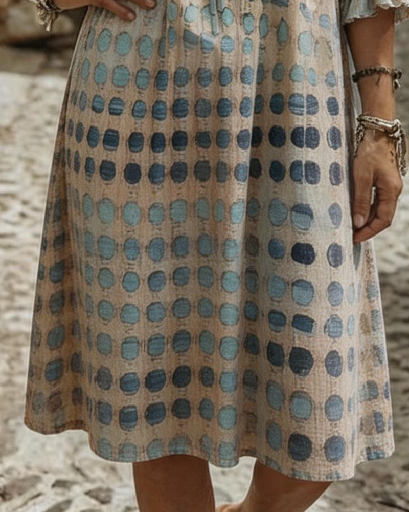 Robes Ton Bleu Polka Dot Col V