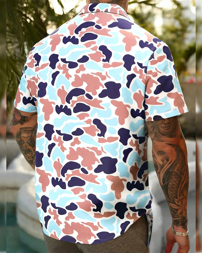 Chemise Homme Décontractée À Motif Camouflage