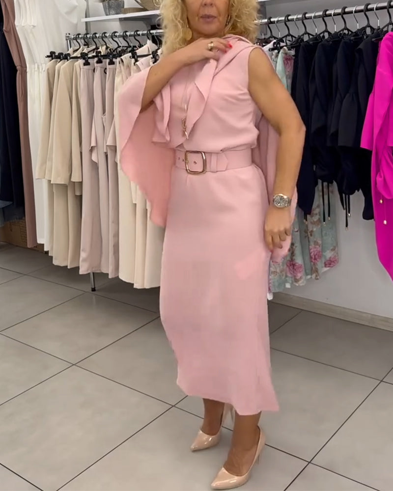 Robe Fashionable Col Rond Élégant