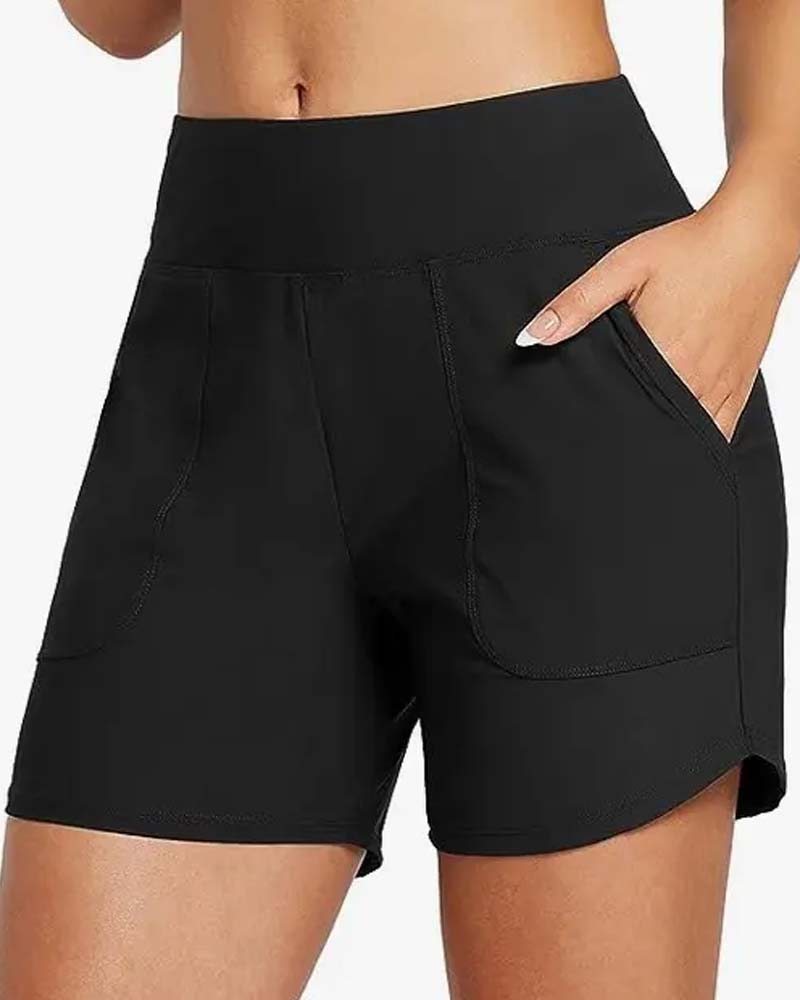 Short Taille Haute Fente Sportif Décontracté