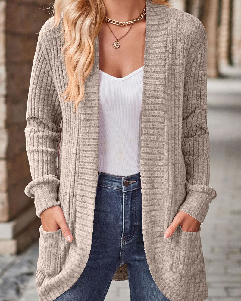 Manteau Brossé Décontracté Manche-Longue