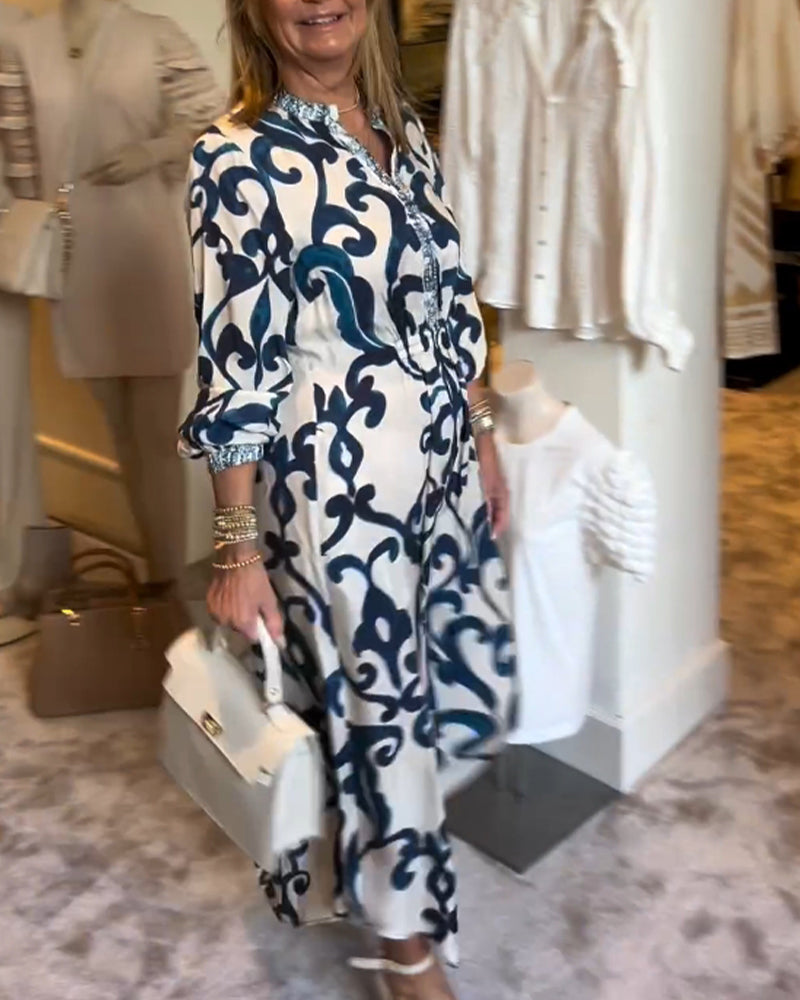 Robe ample imprimée à col en V