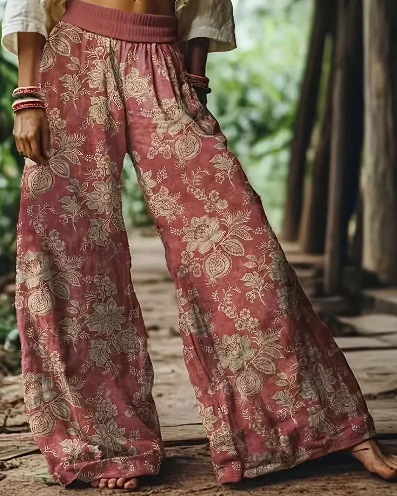 Pantalon Décontracté Imprimé Taille Haute