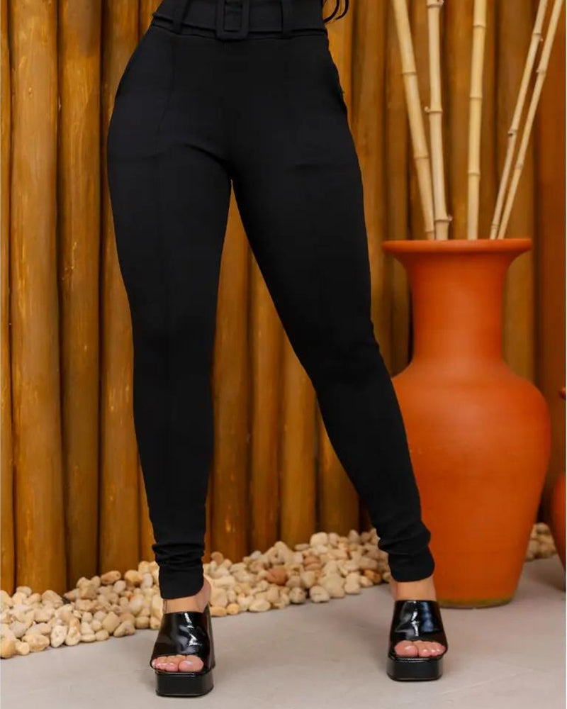 Pantalon Ceinture Texturé Slim Effilé