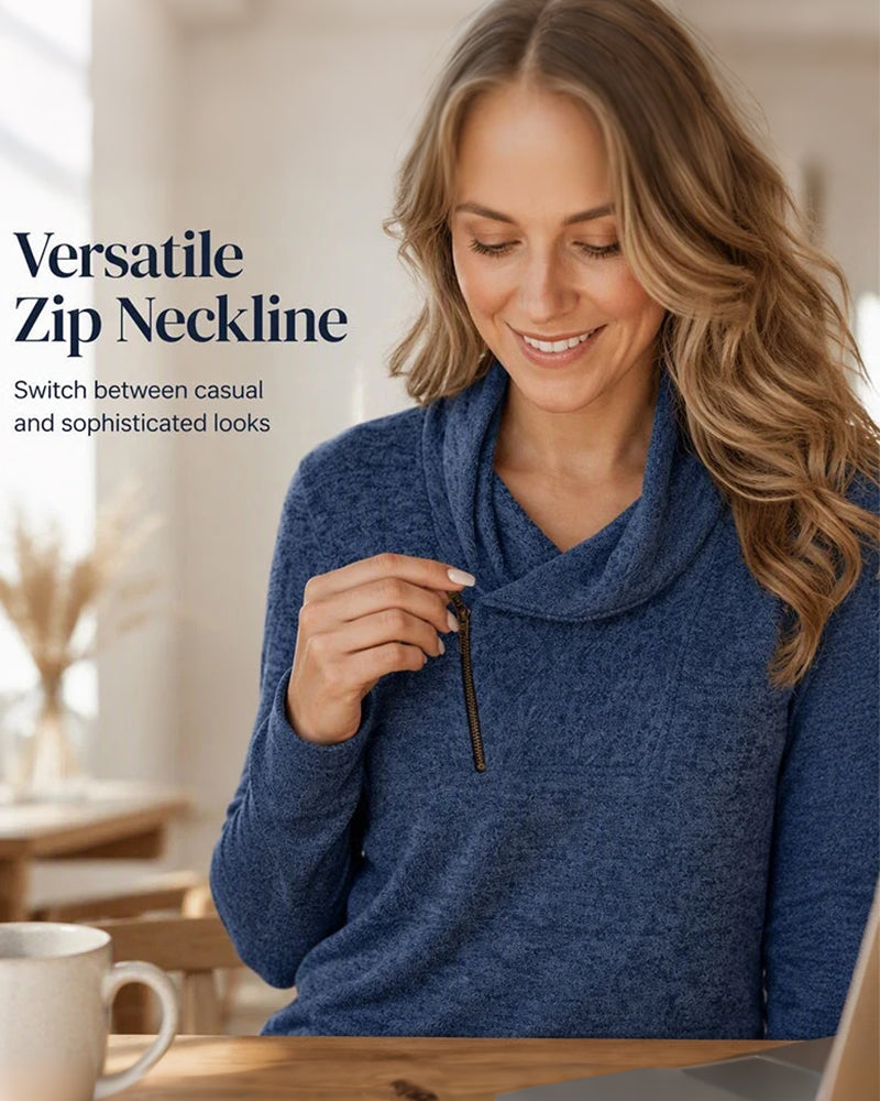 Haut Unie Pullover Fermeture Éclair Ajusté