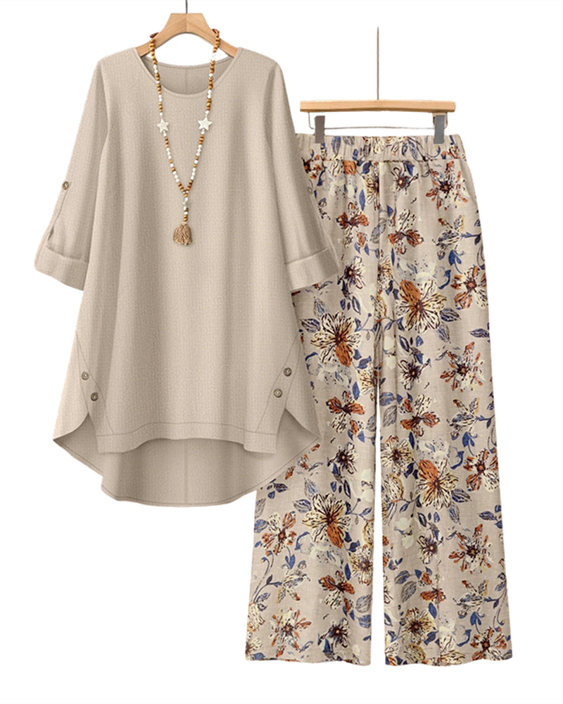 Set Col Rond Irrégulier Floral Bouton
