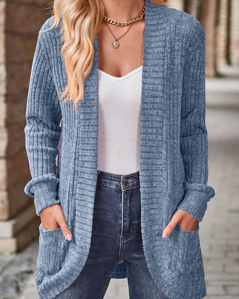 Manteau Brossé Décontracté Manche-Longue