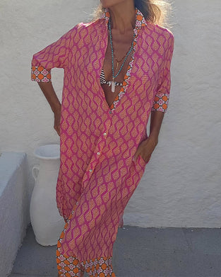 Robe Imprimé Géométrique Blé Chemise