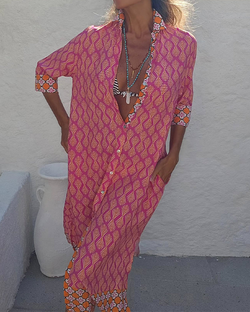 Robe Imprimé Géométrique Blé Chemise