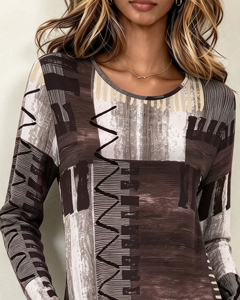 Robe Col Rond Imprimée