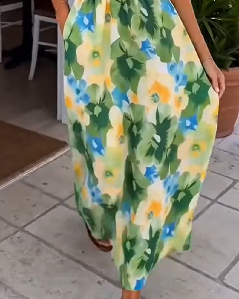 Robe Florale Sans Bretelles Taille A-Ligne