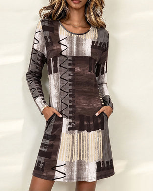 Robe Col Rond Imprimée