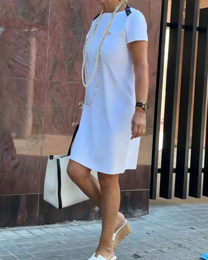 Robe Patchwork Taille Cintrée T-Shirt