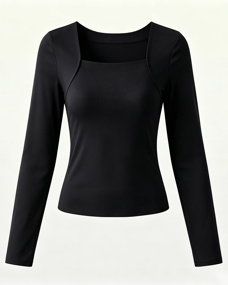 🔥 Col En U Shapewear Soutien-Gorge Intégré Manches Longues Débardeur