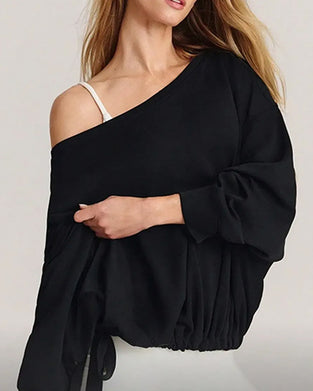 Sweatshirt Une Épaule Cordon Lâche