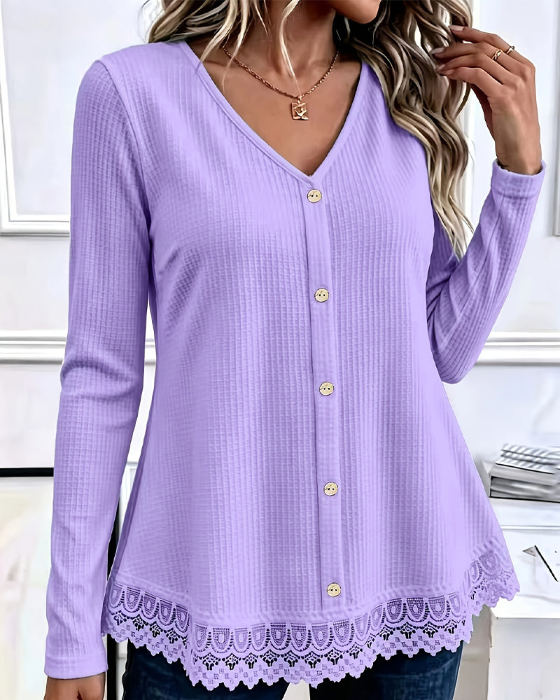 T-Shirt Manche Longue Gaufre Patchwork