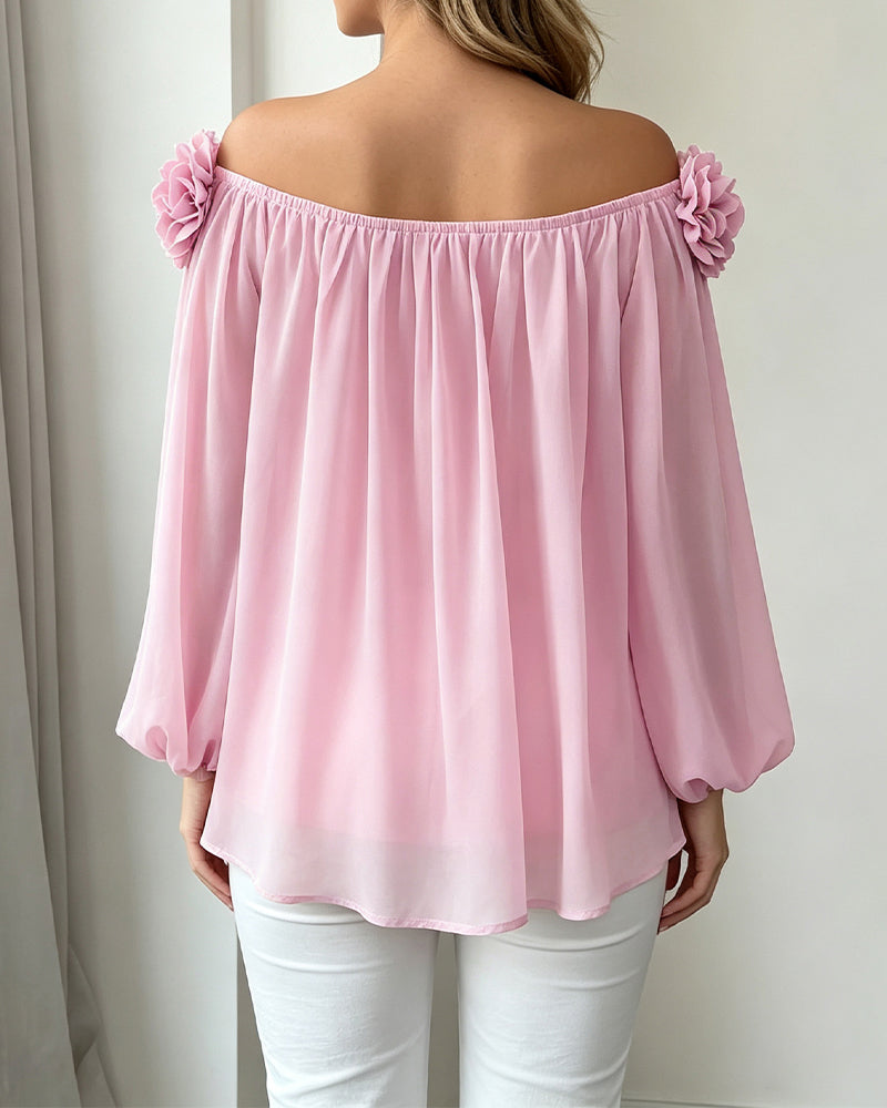 Haut Off-Shoulder Rosette Évasé