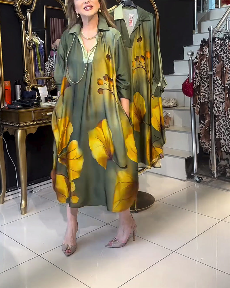 Robe à imprimé dégradé et poches à revers