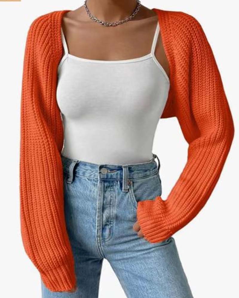 Cardigan Uni Manche Longue Court