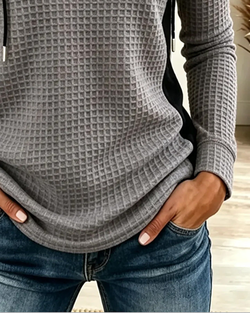 Haut Bloc De Couleur Capuche Manche Longue