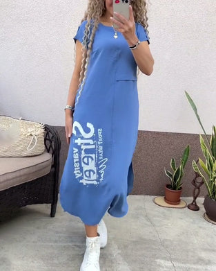 Robe Sexy Fente Manches Courtes