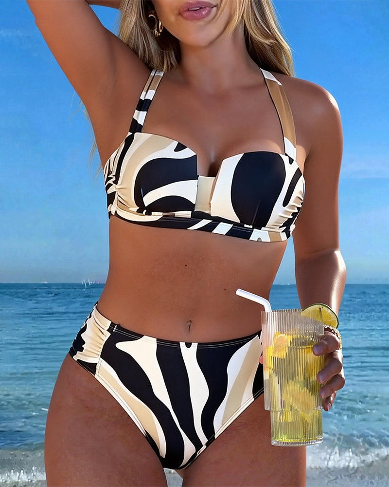 Bikini Vacances Imprimé Animal Sans Armatures